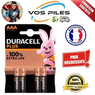 Piles Alcaline 1,5V LR03 AAA MN2400 AM4 R3 E92 1175 mAh 128 mΩ ( Duracell Plus )