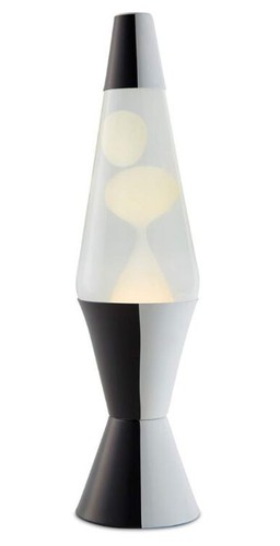 17" Clear Liquid White Wax Lava Lamp, 32 oz Half-Black and Half-White Base & Cap