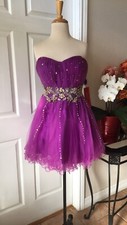 Purple Bedazzled Party Formal Strapless Dress Size XL