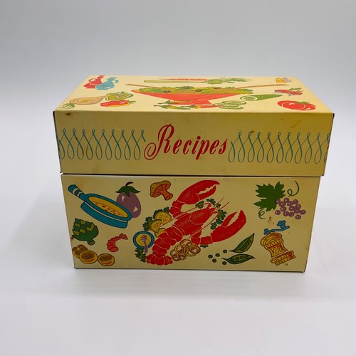 Vintage Rezept Metall Blechdose gefüllt handgeschrieben Rezept Karteikarten Ausschnitte Ohio - Bild 2 von 12