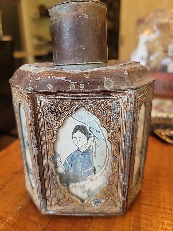 Antique Chinese Shantou Tea Caddy 6 Glass Panels etc