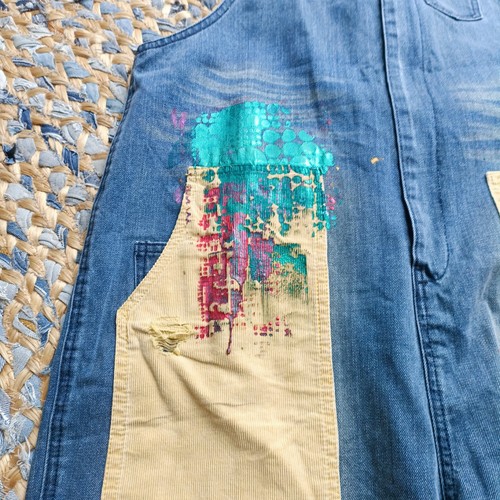 Paul McNeil maßgeschneiderte Künstler Maler CROPPED DUNGAREES Größe MEDIUM handbemalt - Bild 3 von 17
