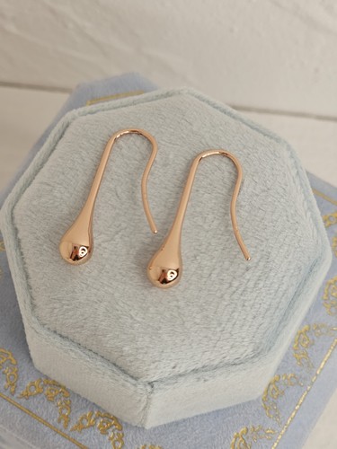 9ct Rose Gold Teardrop Dangly Threader Drop Earrings 2.6cm - Picture 8 of 24