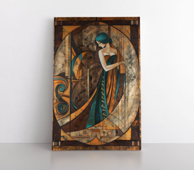 Elegant Woman Vintage 1920's Art Deco Style Wall Art Print on Canvas | 20's Girl