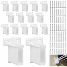 16 Pack Wire Shelf End Bracket, White Plastic Closet Shelves Brackets W/Screws
