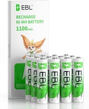EBL Rechargeable AAA Batteries 1100mAh Ni-MH AAA Rechargeable Batteries 12 Pack.