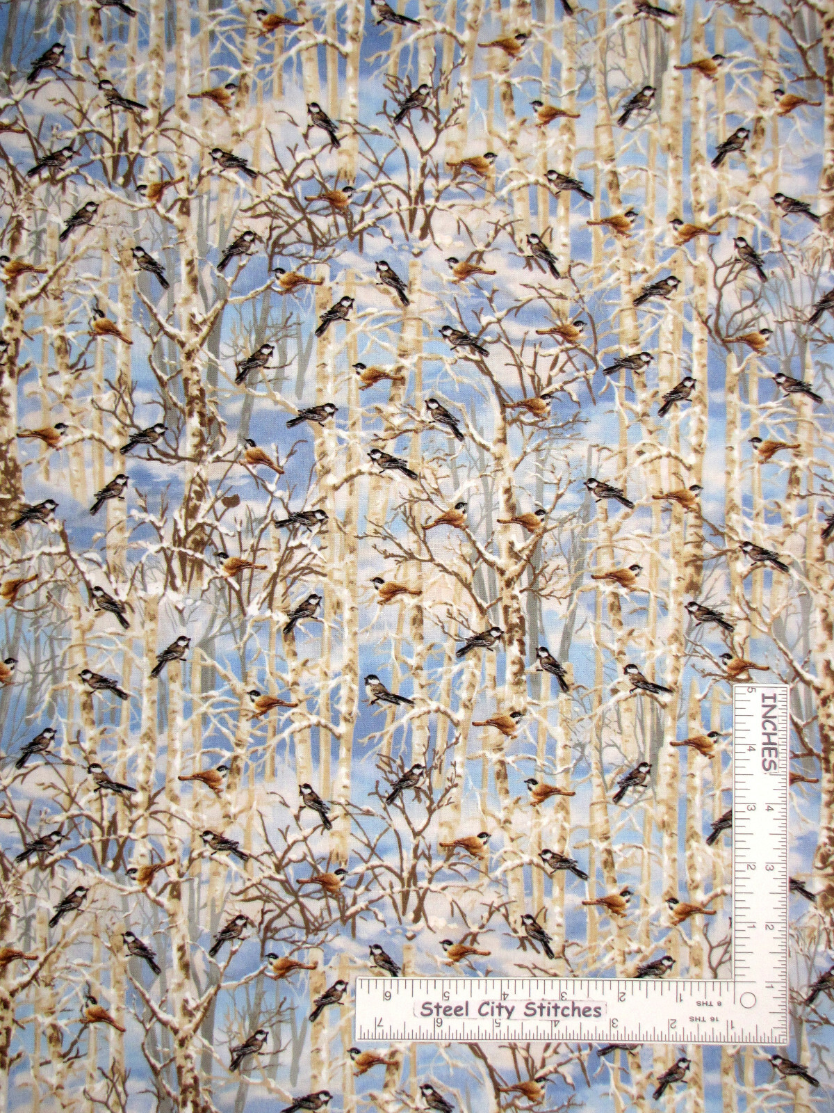 Birch Tree Birds Sky Nature Cotton Fabric Timeless Treasures C4079 By The Yard