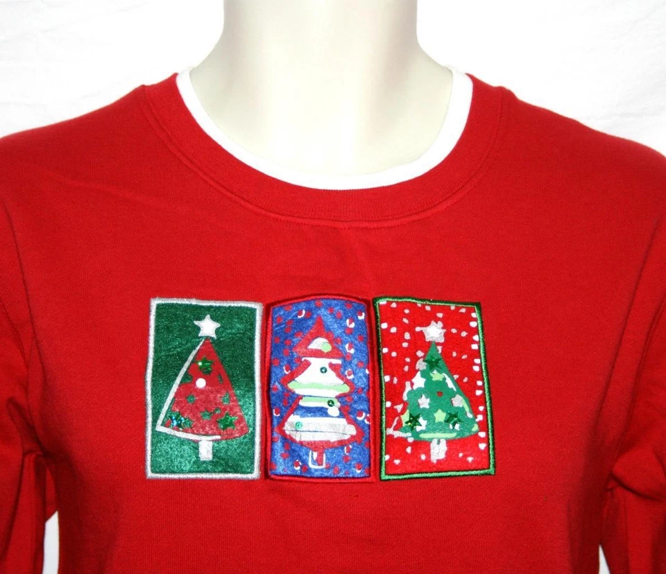 Sudadera Mercer Roja Forrada de Vellón Árboles de Navidad Pullover Top Talla L Nueva con Etiquetas Foto 3 de 3