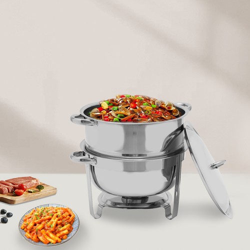14.2 Qt. Round Food Chafer Catering Chafing Dish Stainless Steel Deep Soup Pot - Picture 19 of 23