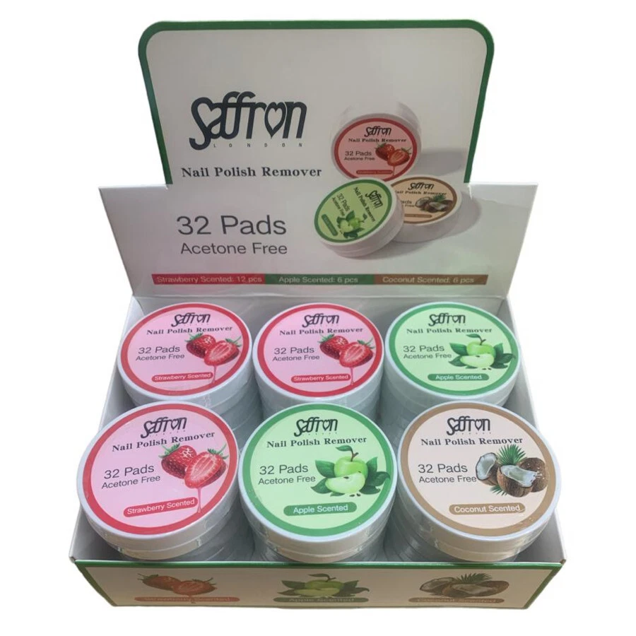 Saffron Nail Polish Remover Wipes Fruit Varnish Scents 32 Wipes