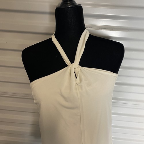 Ellen Tracy Halter Top White Sleeveless Shirt Size M Style Z7C2871ZR - Picture 3 of 12