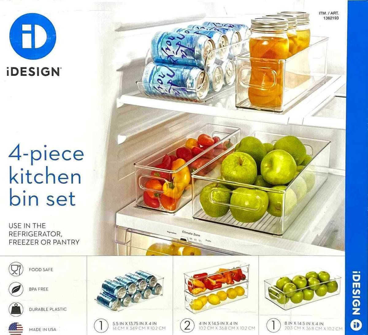 iDesign Kitchen Bins BPA-Free Plastic Set of 4 | eBay