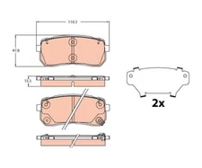 Brake pad set, disc brake TRW GDB2112 for Kia