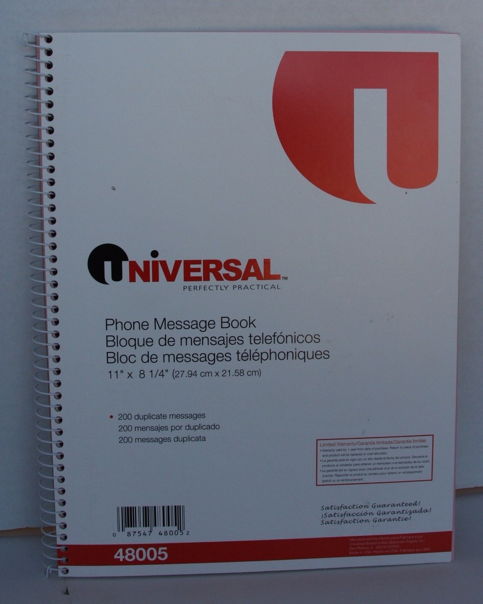 Universal 48005 Wirebound Phone Message Book, 3-3/16 X 5 1/2, Two