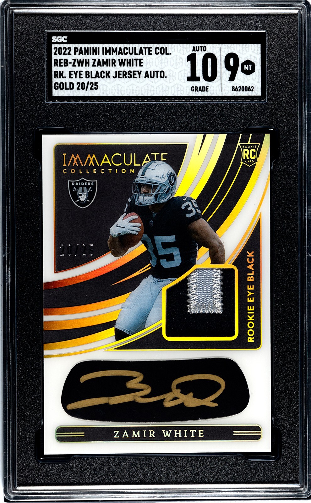 Zamir White Panini Immaculate Collection Immaculate Rookie Eye Black Jersey Autographs #REBZWH Gold