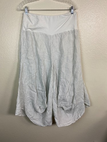 Luna Luz Linen White Midi Maxi Skirt sz Medium Lagenlook Artsy Hippie Parachute - Picture 2 of 24