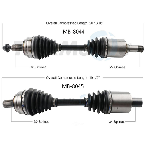 Junta de eje TrakMotive CV 2x para Mercedes-Benz C230 2008 - 2009 - Imagen 2 de 8