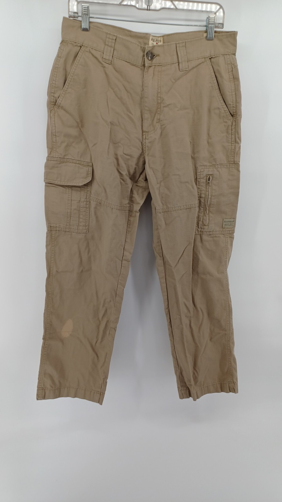 Redhead Men's Straight Leg Khaki Cargo Pants 32x30 Tan Cotton Textured
