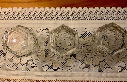 Cut Crystal Clear Italian Glasses Drinkware Vintage Tumblers Water Bar Lot Of 3 - Picture 3 of 3