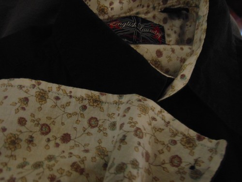 English Laundry Men's Black shirt with Paisley flip cuffs Large - Picture 2 of 11