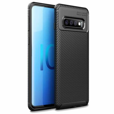 Hülle für Samsung Galaxy S10 Plus Schutzhülle Silikon Case Schwarz Carbon Optik