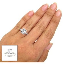3.00 Carat Emerald Cut Moissanite Ring 14k Gold Charles&Colvard
