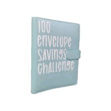 100 Envelope Savings Challenge Binder Money Budget Book, Light Blue