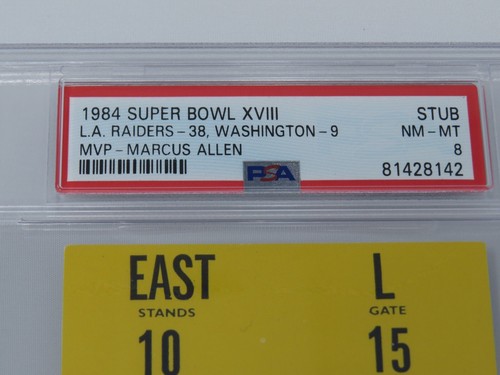 1984 Super Bowl XVIII 18 Oakland Raiders Vs. Redskins NFL Ticket Stub Mint 8 PSA - Picture 2 of 3