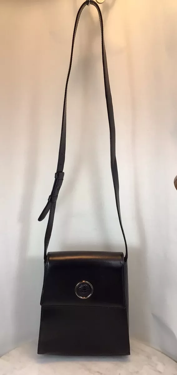 VTG GIANNI VERSACE Black Leather Medusa Crossbody Bag Italy Rare