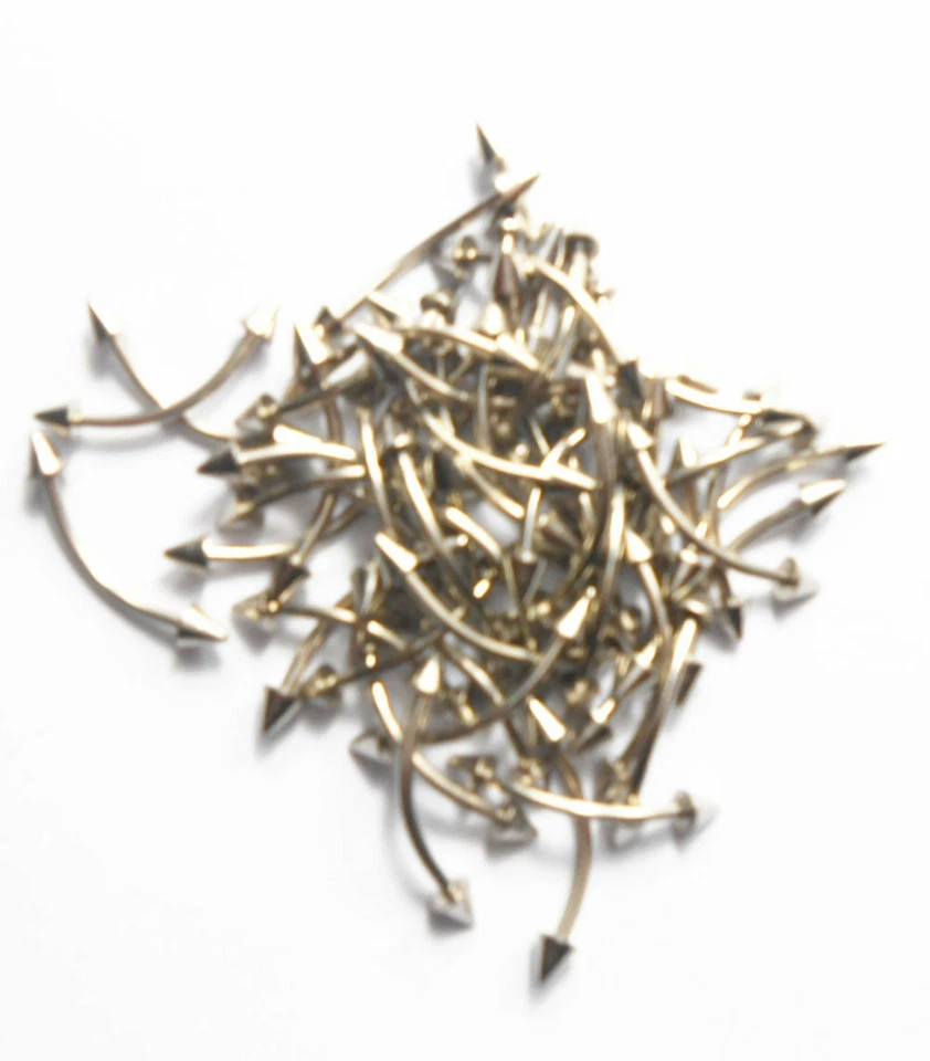 10PCS 14Size Surgical Steel Bar - Lip Wear Nail Nose Septum Ear Ring Various - Image 3 of 4