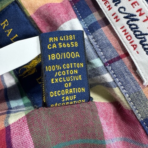 Polo Ralph Lauren Indian Madres Plaid Shirt Men's L Multi Color Button Down S/S - Picture 7 of 7