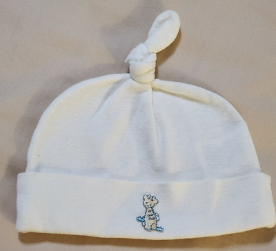 Bright Future Baby Beanie Hat ONE SIZE Cream Ivory Giraffe Knot Top Unisex Vtg