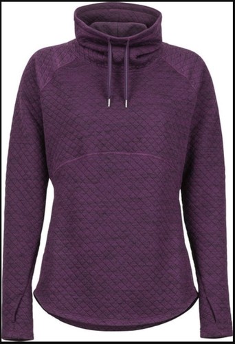 Marmot Women 's Annie Purple Long Sleeve Quilted Jacquard Cowl Neck Pullover S