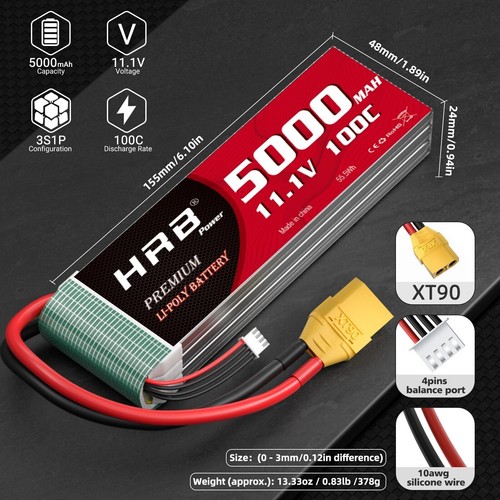 2Stück 11,1V 3S 5000mAh XT90 Lipo Akku für RC Hubschrauber Drohne Auto LKW FPV - Bild 2 von 7