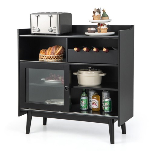 Kitchen Buffet Sideboard Wine Rack Cabinet Sliding Door Kitchen Dining Room - Picture 4 of 12