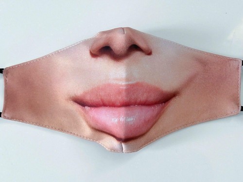 Adult Women Men Washable Reusable Funny Face Look Costume Novelty Face Mask - Picture 14 of 21