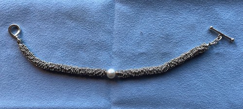Michael Dawkins Sterling Silver 925 14K Gold Pearl Popcorn Bead Bracelet - Picture 7 of 7