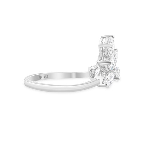 1.61 Ct Lab Grown CVD Pear Marquise Diamond Cluster Ring 18k White Solid Gold - Picture 4 of 7