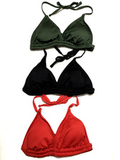 3 Shade  Shore 1- Black 1 Green 1 Red S 4-6 Tie-Back Removable Pad Bikini Top