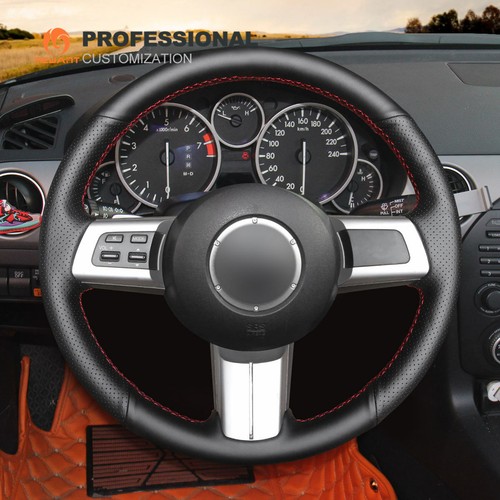 Hágalo usted mismo Funda de volante de cuero auténtico negra para Mazda MX-5 RX-8 CX-7 - Imagen 4 de 10