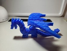 Flexi DRAGON  Fidget Toy  Flexible Articulating Blue 3D Printed USA