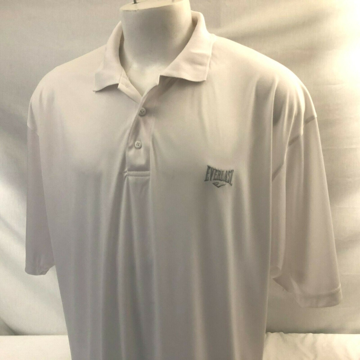 Everlast Men's Short Sleeve Golf Polo Shirt XL White Logo Boxing