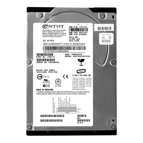 IBM 90P1303 71P7442 293.6GB 10K 8MB SCSI U320 3.5'' HUS103030FL360 - Picture 3 of 3