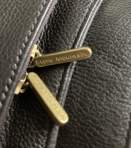 Stone Mountain Black Leather Shoulder Bag Buckle Strap Lots Of Pockets New - Picture 12 of 18