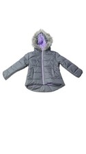 Rothschild Girls Purple Faux Fur Hood Quilt Puffer Jacket Size 4