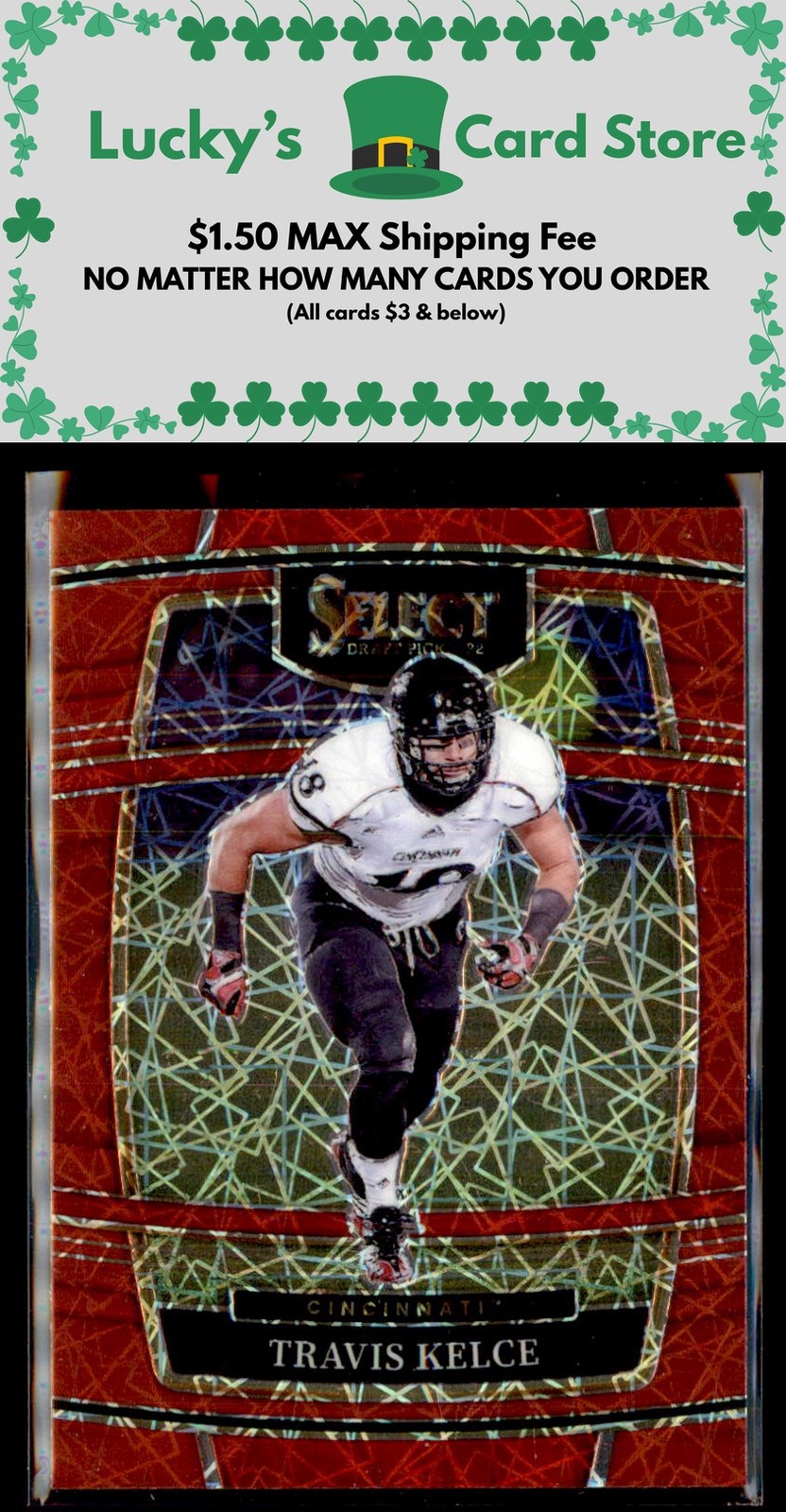 2022 Panini Select Draft Picks #30 Travis Kelce Red Lazer Prizm