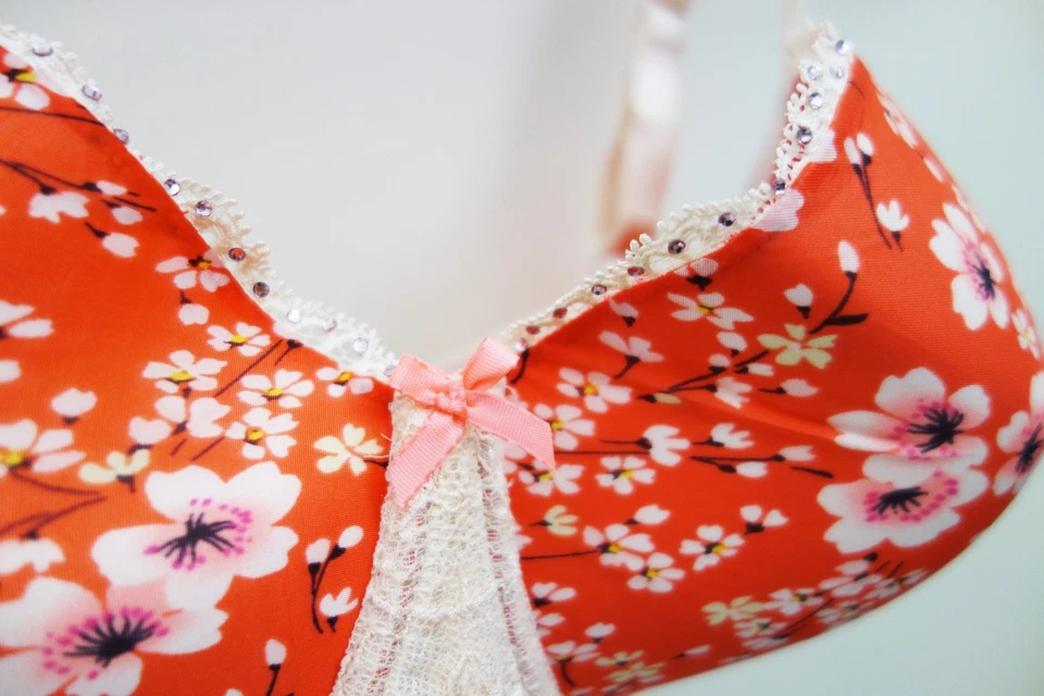Victorias Secret Dream Angel Lined Demi Floral Orange Bra (40D) NWOT! - Image 3 of 4