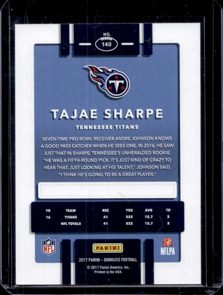 2017 Donruss Tajae Sharpe Press Proof Gold #50/50 Titans - Image 2 of 2
