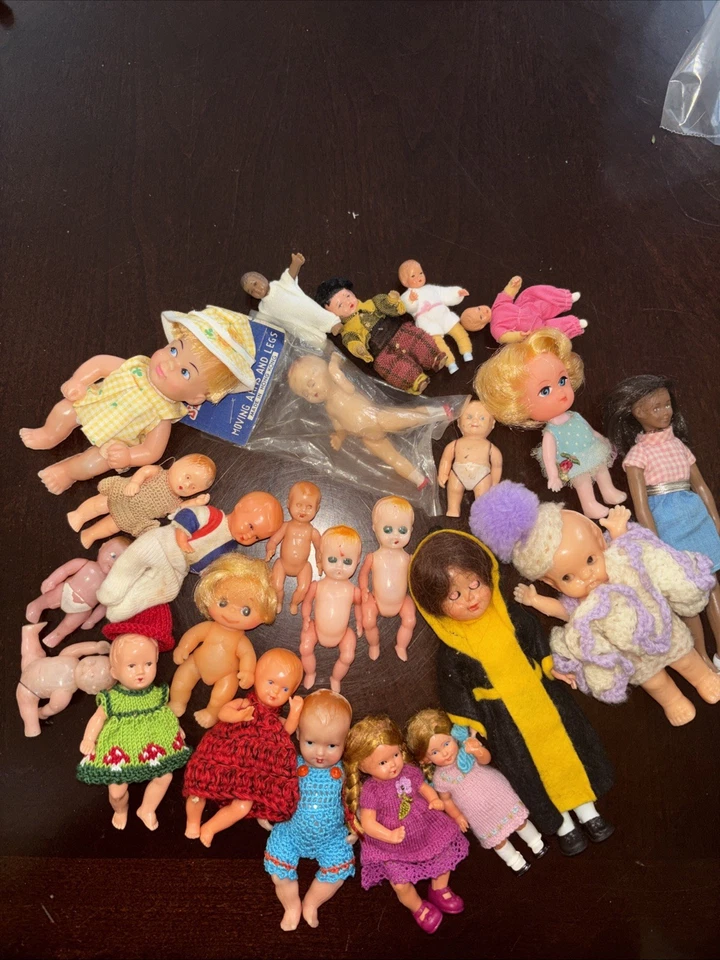 Lot Of Vintage Celluloid & Rubber Baby Toddler Dollhouse Dolls - Image 1 of 1
