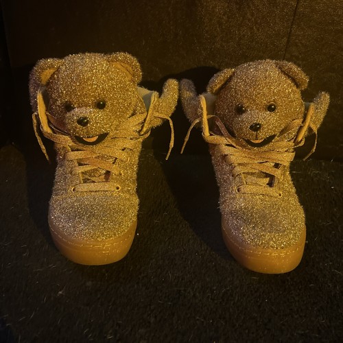 Size 8.5 - adidas Js Rare Gold Tinsel Teddy Bear